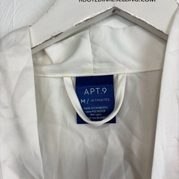 Bridal Satin Gown Mini Robe White & Pink Trim Tie Front "Mrs" On Back Wedding M - Picture 3 of 5